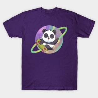 Cute Panda Skate On Saturn T-Shirt